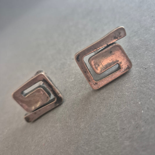 Vintage Manschettenknöpfe aus Silber – Geometrisches Mid-Century Design