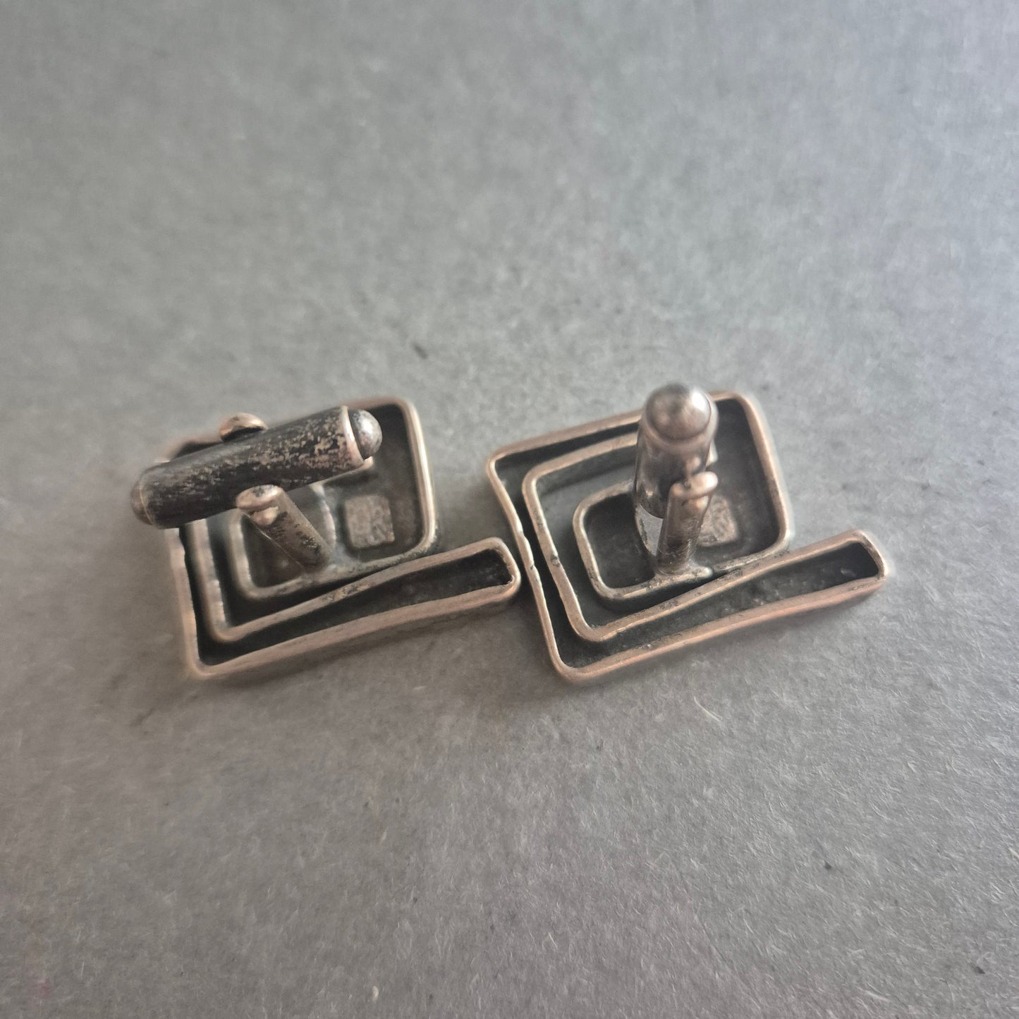 Vintage Manschettenknöpfe aus Silber – Geometrisches Mid-Century Design