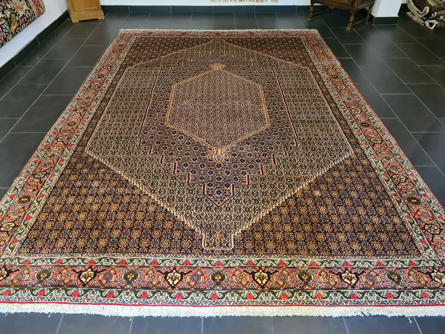 Perserteppich Orientteppich Handgeknüpfter Teppich Bidjar 370x250cm