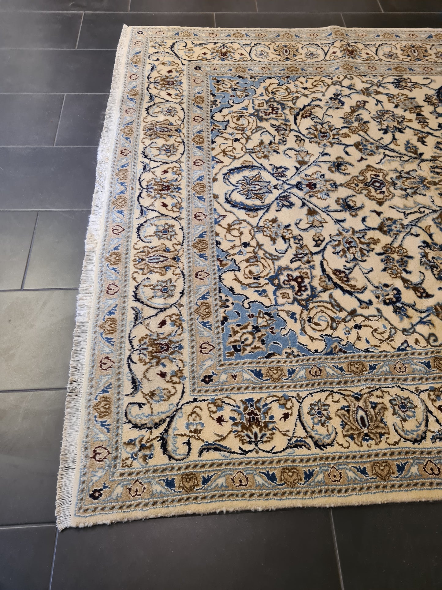 Perserteppich Orientteppich Handgeknüpfter Teppich Nain Seide 310x190cm