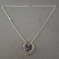Elegante 925er Silberkette mit Herzanhänger und violetten Kristallen