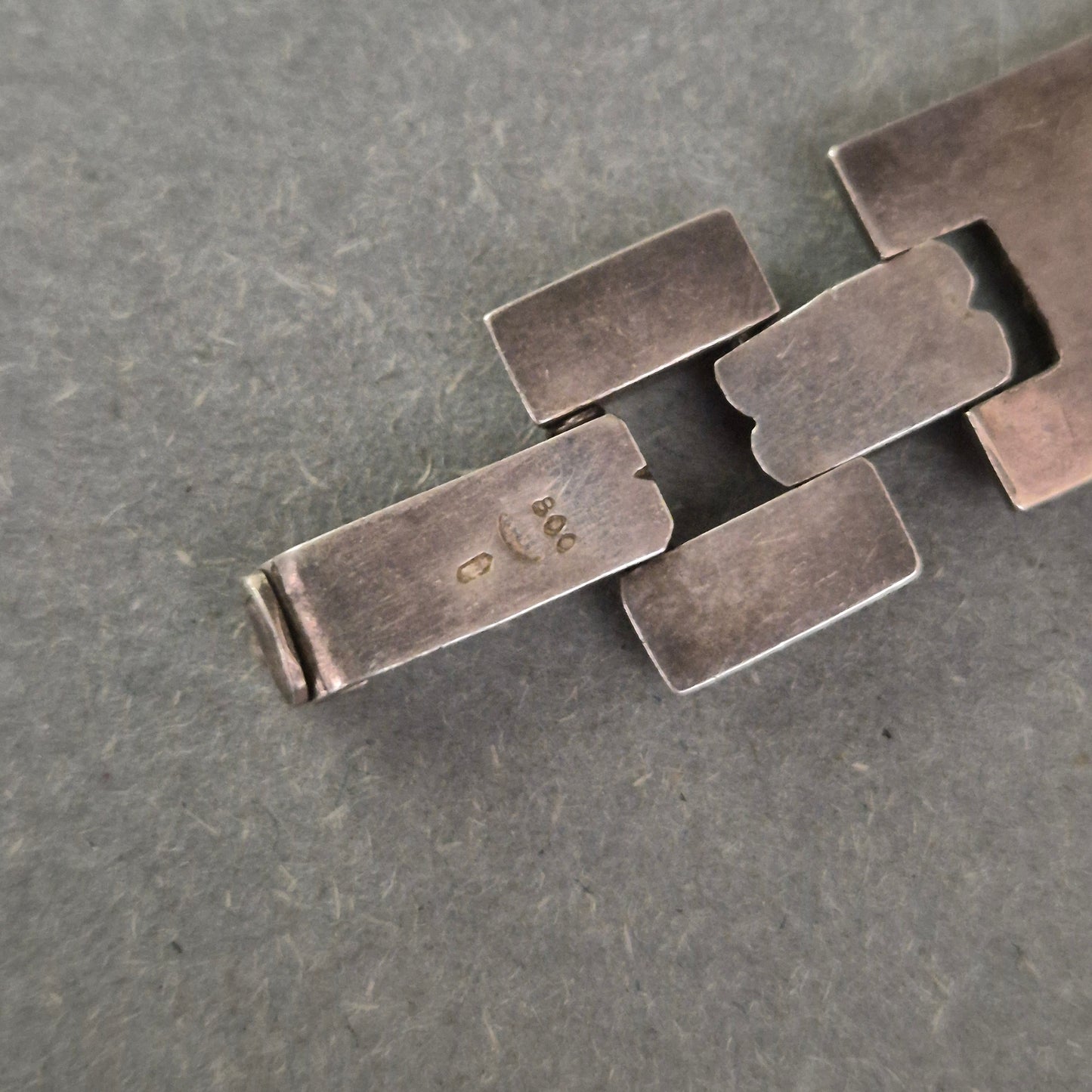 Massives Vintage-Armband aus 800er Silber – Geometrisches Design