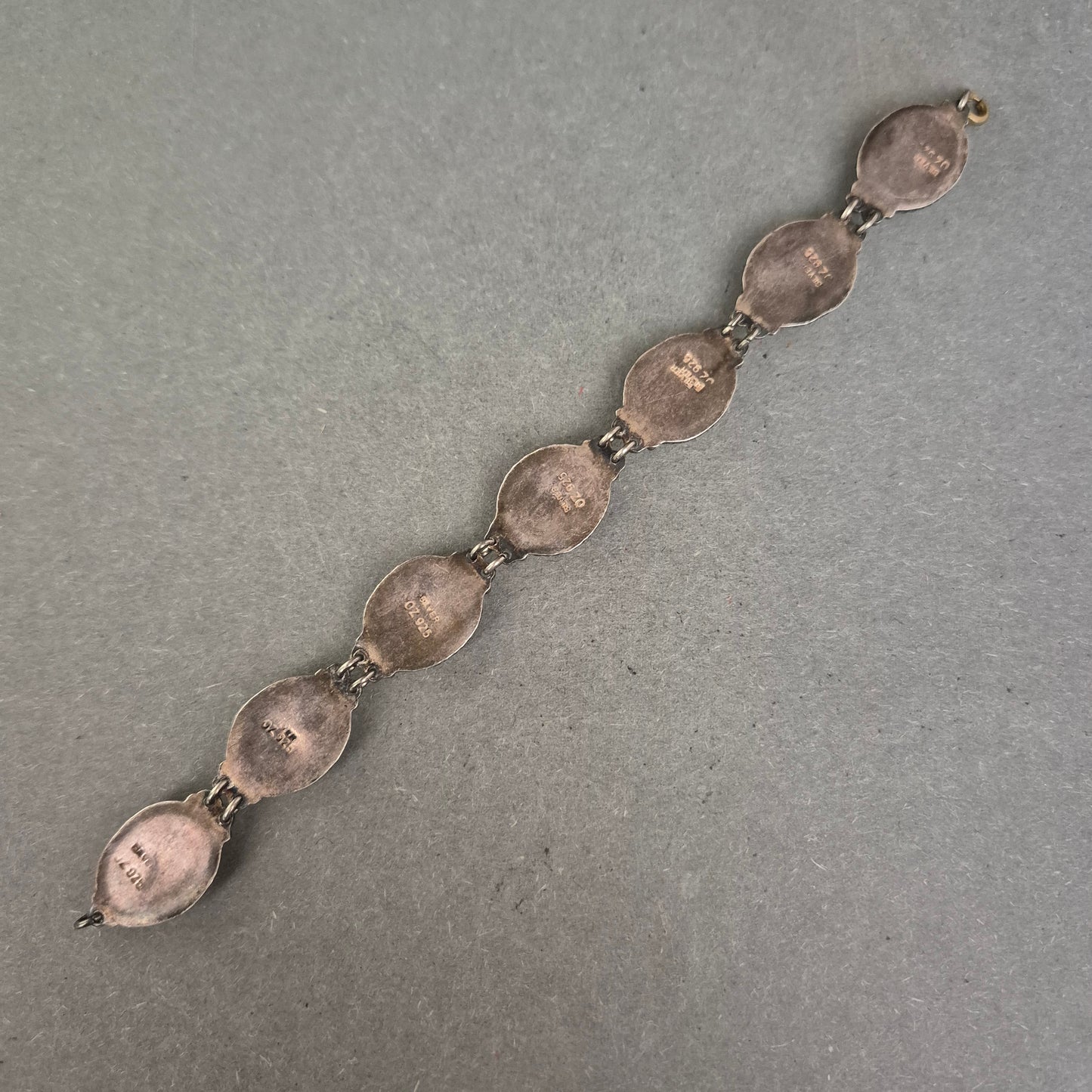 925er Silberarmband mit Onyx-Cabochons – Vintage Handarbeit aus Mexiko