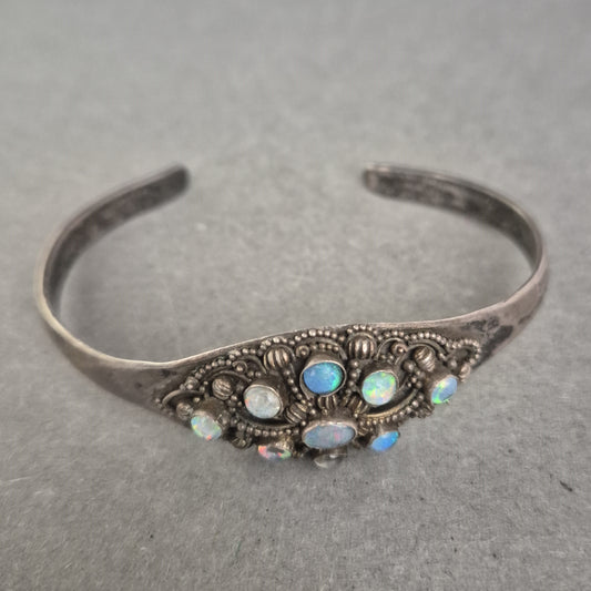 925er Silber Armreif mit Opalbesatz – Orientalisches Design
