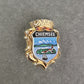 Chiemsee Anstecknadel – Farbenfrohes Wappenmotiv mit Goldrand