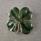 Emaille-Brosche in Kleeblattform – Vintage Glücksbringer