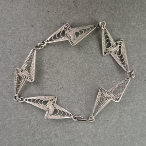 Vintage Silberarmband im Zickzack-Design – Filigrane Handarbeit