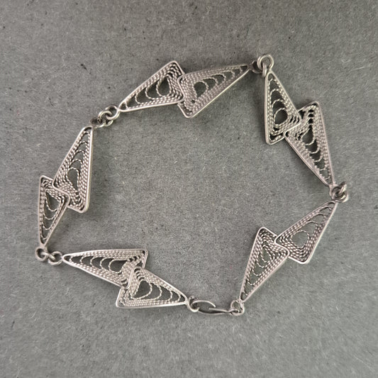 Vintage Silberarmband im Zickzack-Design – Filigrane Handarbeit