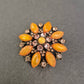 Vintage Brosche im Sonnenblumen-Stil – Strass & Glaskristalle