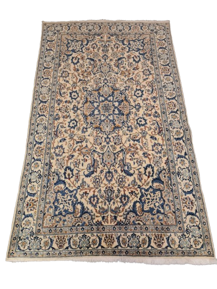 Perserteppich Orientteppich Handgeknüpfter Teppich Nain Seide 216x124cm