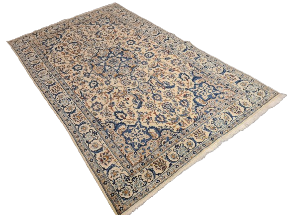 Perserteppich Orientteppich Handgeknüpfter Teppich Nain Seide 216x124cm