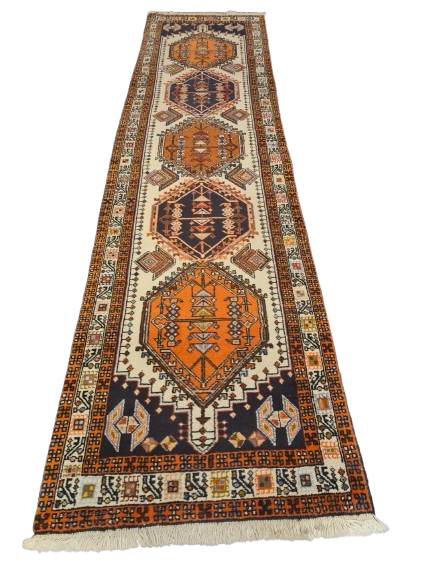 Perserteppich Orientteppich Handgeknüpfter Teppich Heris 300x75cm