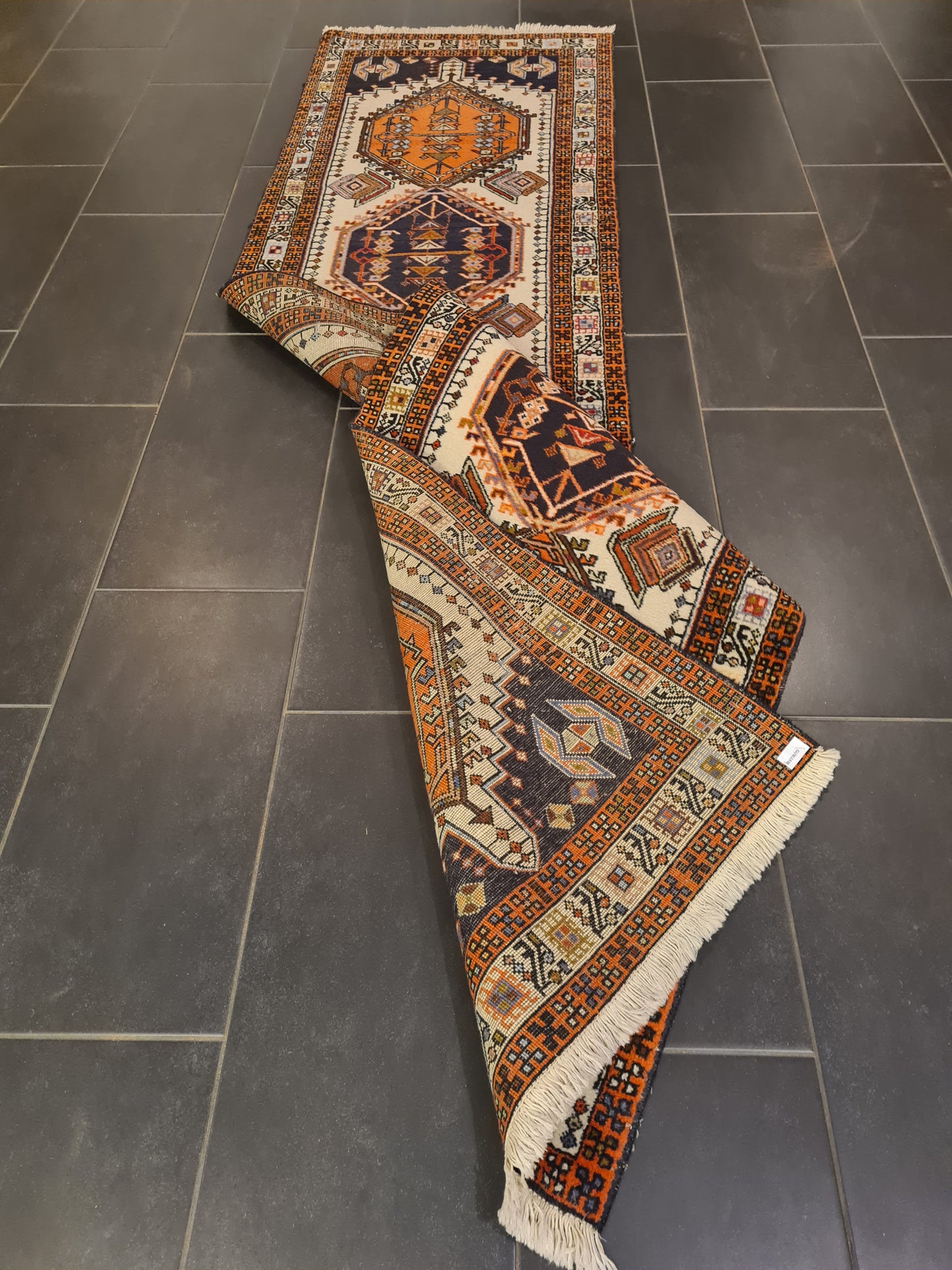 Perserteppich Orientteppich Handgeknüpfter Teppich Heris 300x75cm