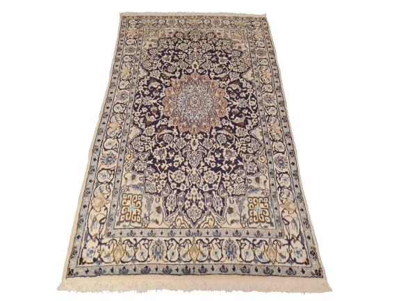 Perserteppich Orientteppich Handgeknüpfter Teppich Nain Seide 210x113cm