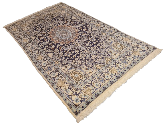 Perserteppich Orientteppich Handgeknüpfter Teppich Nain Seide 210x113cm