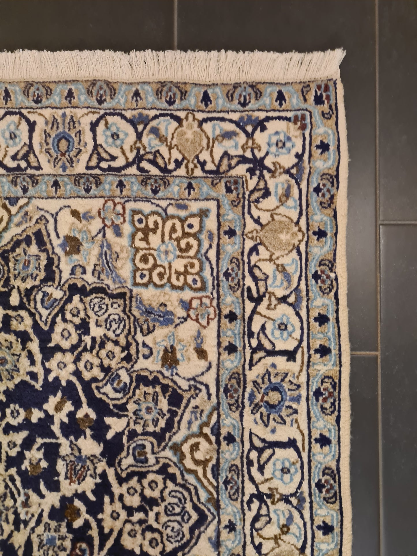 Perserteppich Orientteppich Handgeknüpfter Teppich Nain Seide 210x113cm