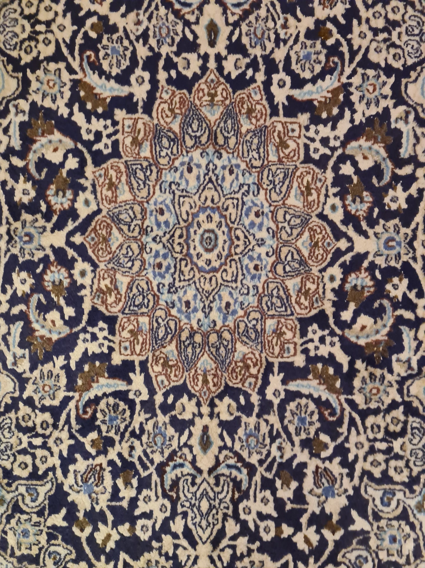 Perserteppich Orientteppich Handgeknüpfter Teppich Nain Seide 210x113cm