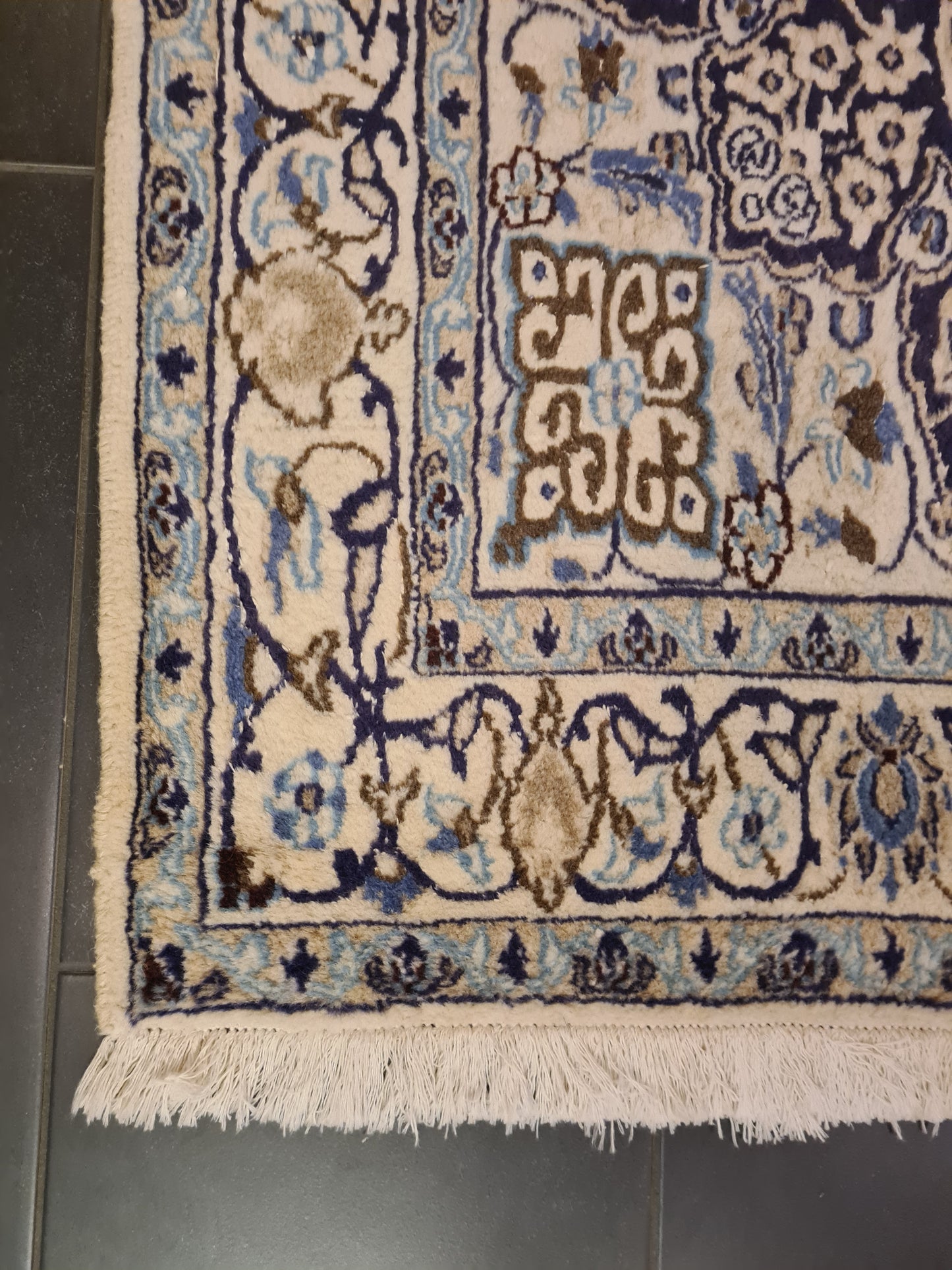 Perserteppich Orientteppich Handgeknüpfter Teppich Nain Seide 210x113cm