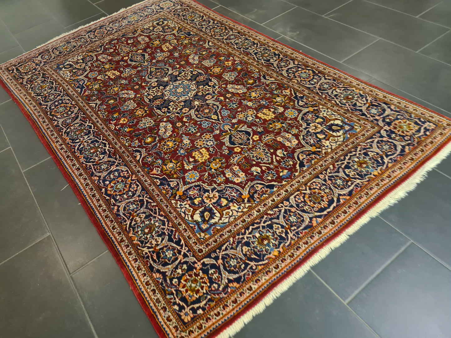 Perserteppich Orientteppich Handgeknüpfer Teppich Keshan 213x131cm
