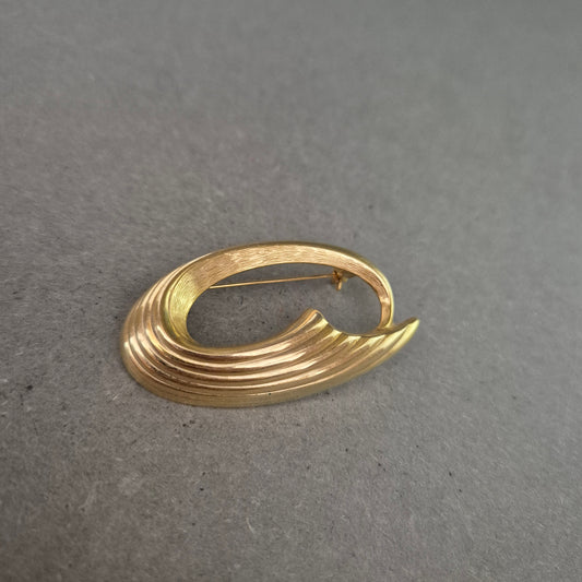 Vintage Brosche in Goldoptik – Schwungvolles Design der 80er