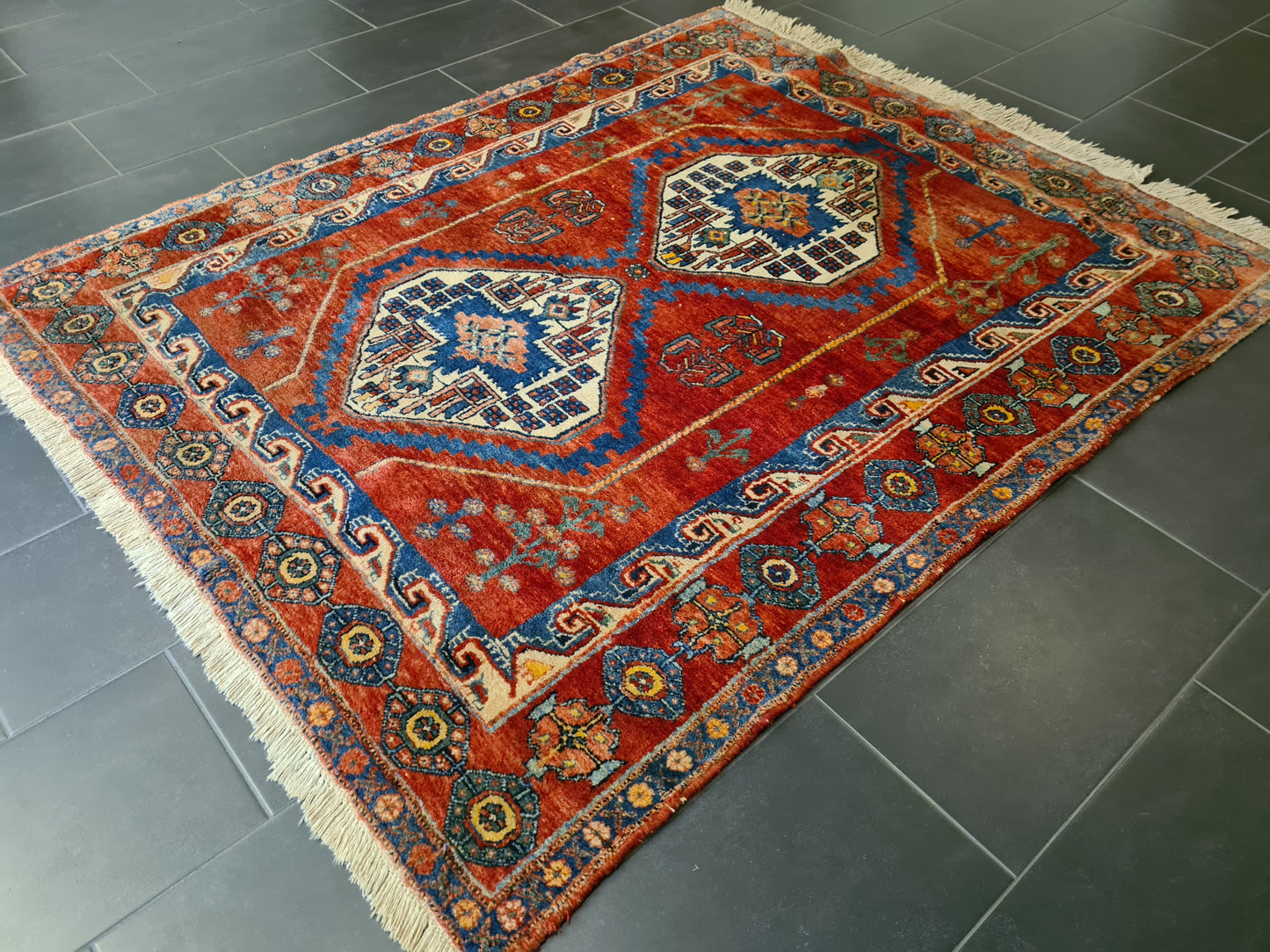 Antiker Handgeknüpfter Perserteppich Afshari Orientteppich 200x160cm