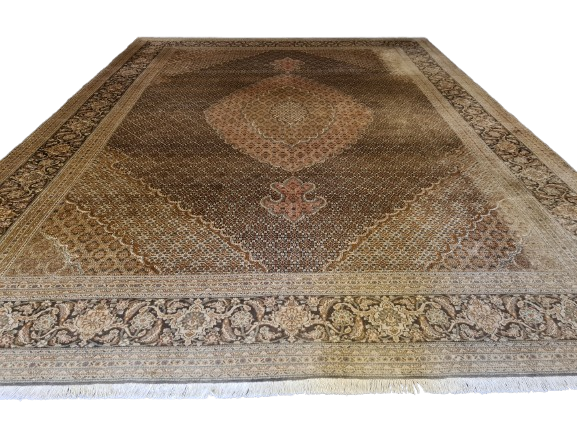 Perser Teppich Täbris Mahi Handgeknüpfter Seidenteppich 400x300cm