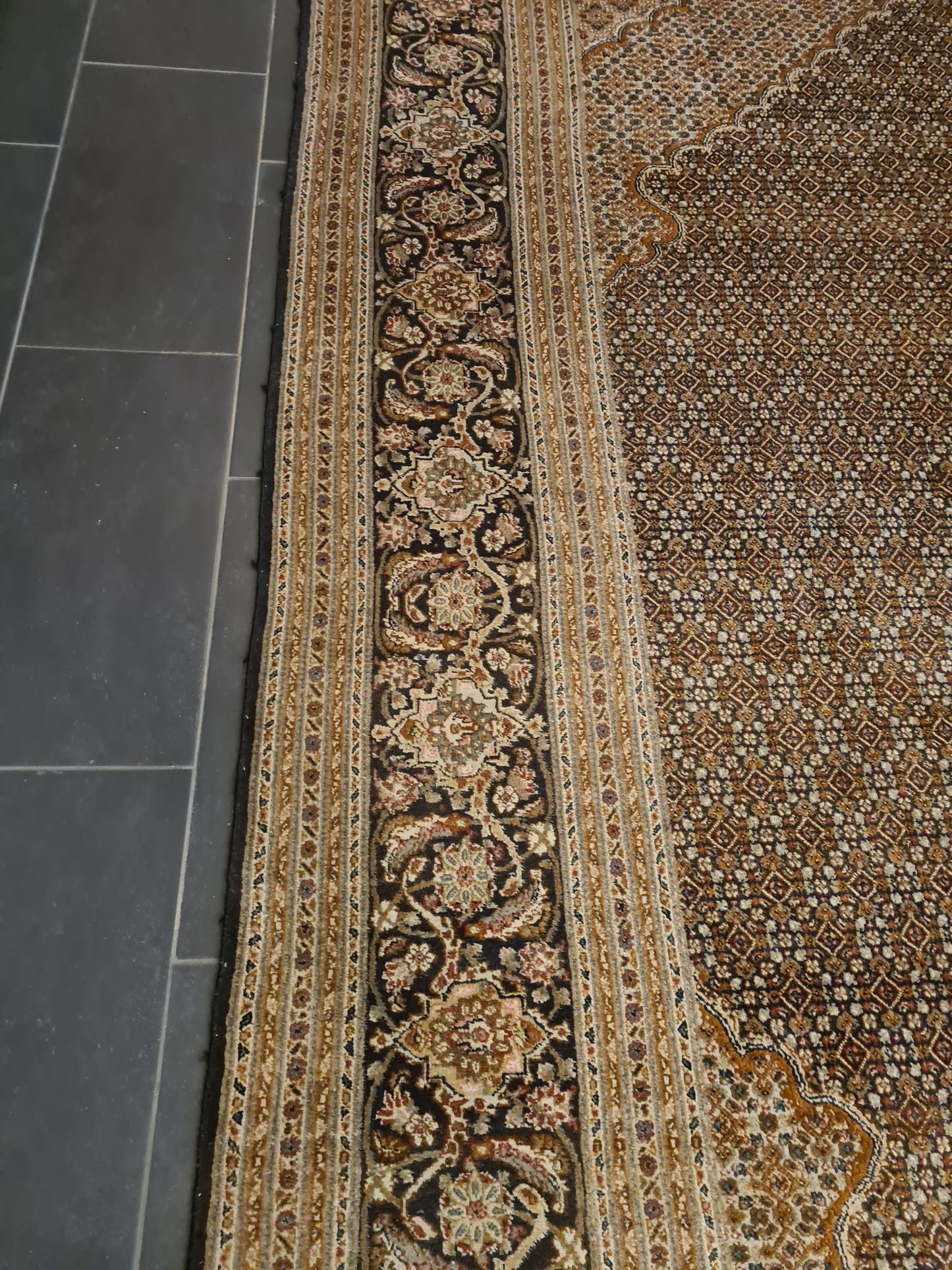 Perser Teppich Täbris Mahi Handgeknüpfter Seidenteppich 400x300cm