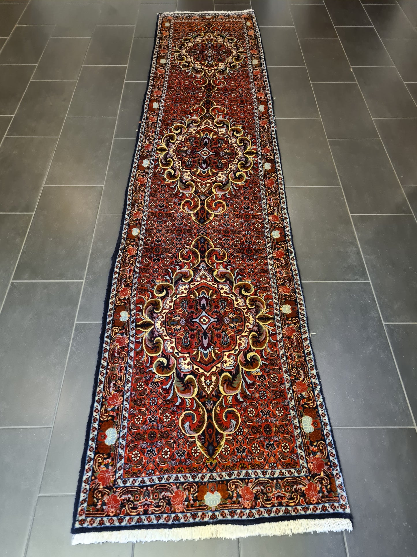 Perserteppich Orientteppich Handgeknüpfter Teppich Bidjar 350x81cm