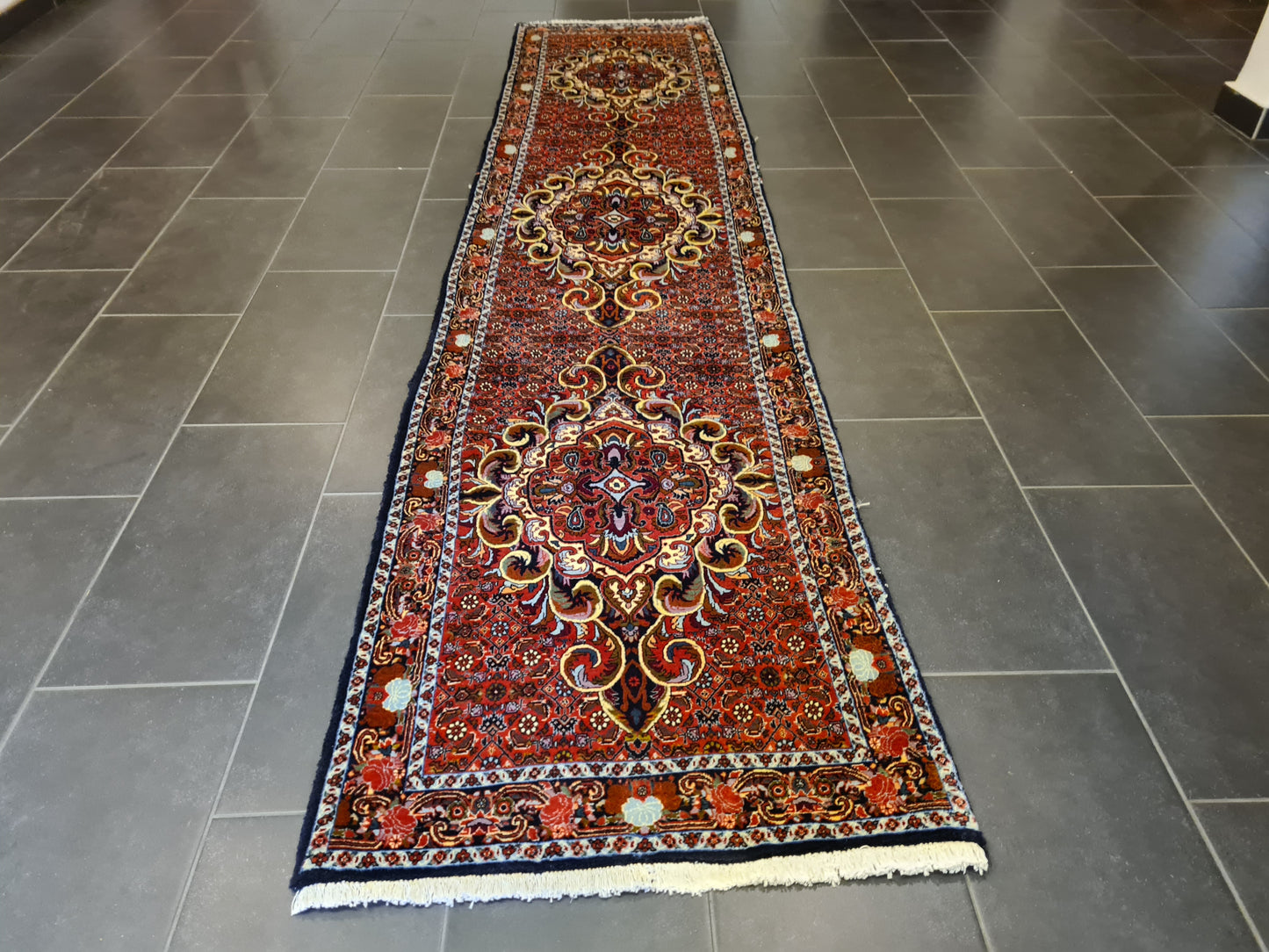 Perserteppich Orientteppich Handgeknüpfter Teppich Bidjar 350x81cm