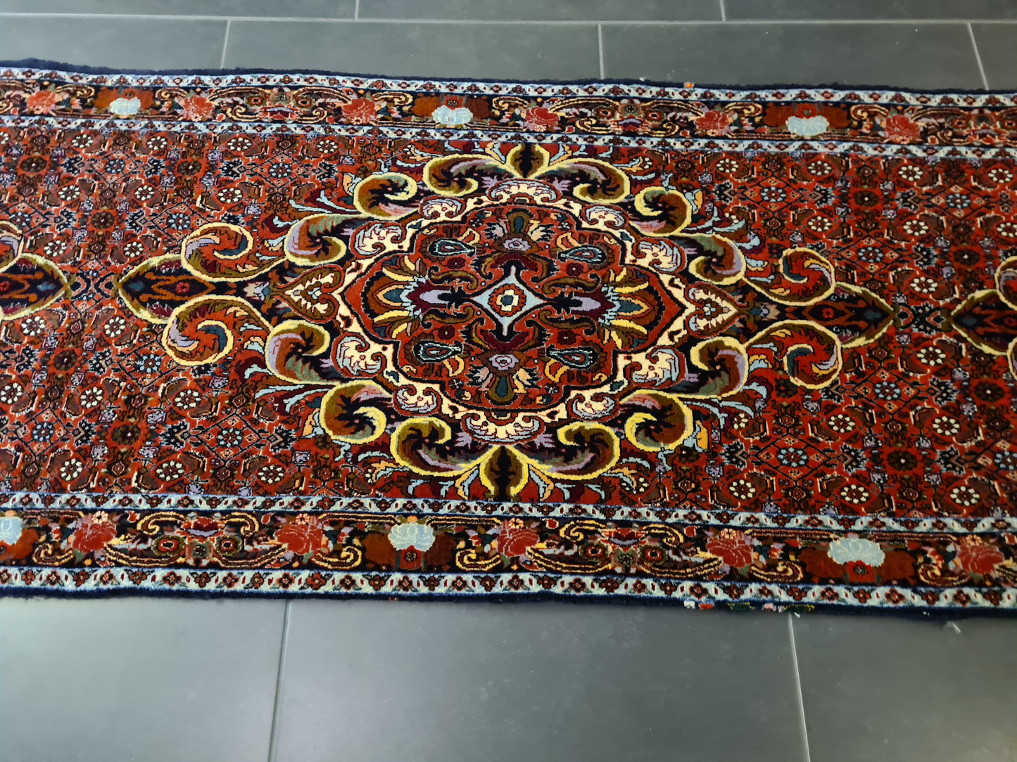 Perserteppich Orientteppich Handgeknüpfter Teppich Bidjar 350x81cm