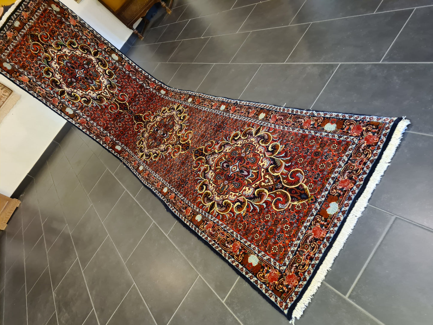 Perserteppich Orientteppich Handgeknüpfter Teppich Bidjar 350x81cm