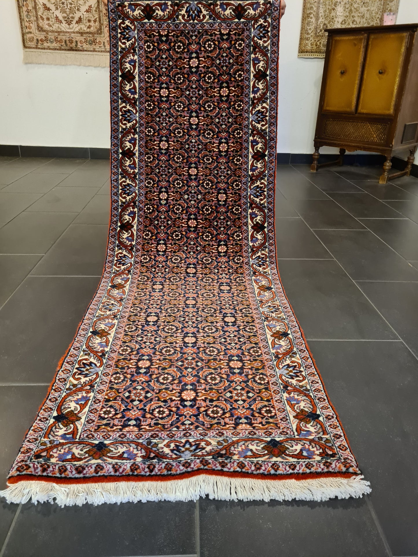 Perserteppich Orientteppich Handgeknüpfter Teppich Bidjar 193x65cm