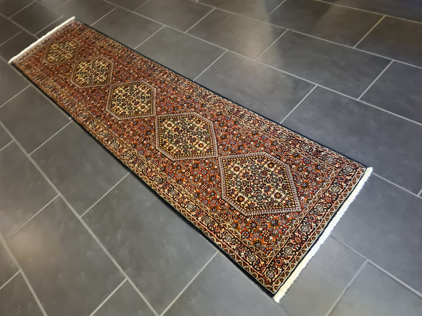 Perserteppich Orientteppich Handgeknüpfter Teppich Bidjar 250x60cm