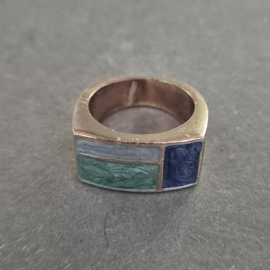 Vintage-Ring im Mosaikstil – Geometrisch & Farbintensiv