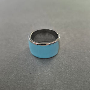 Breiter Edelstahlring mit Türkis-Emaille – Modern & Unisex