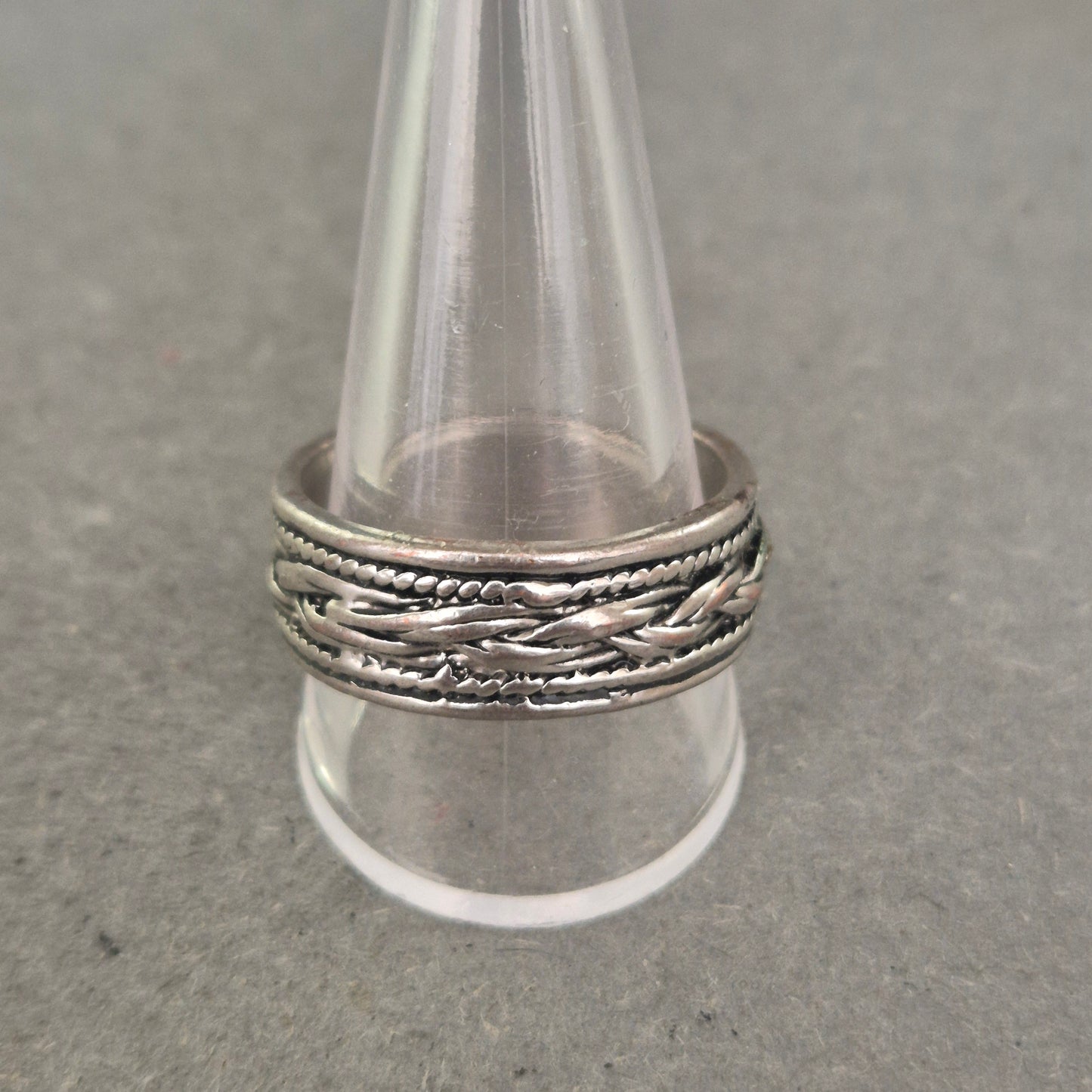 Breiter Vintage-Silberring mit geflochtenem Muster