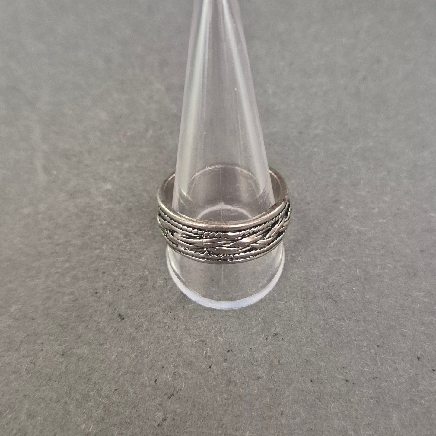 Breiter Vintage-Silberring mit geflochtenem Muster