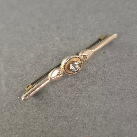 Zarte Vintage Anstecknadel in Goldoptik mit Kristallstein