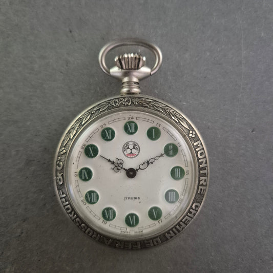 Antike Rosskopf & Co. Taschenuhr – Schweizer Präzision im Eisenbahn-Stil