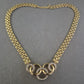 Elegante Vintage-Halskette mit goldfarbenem Gliederdesign & Strass