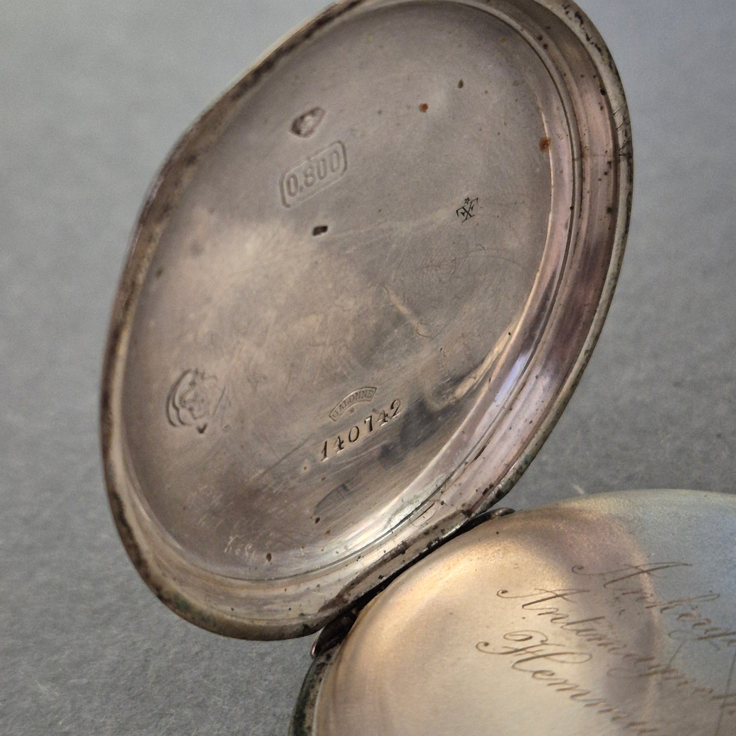 Antike Silber-Taschenuhr mit Ankerwerk – 800er Silbergehäuse