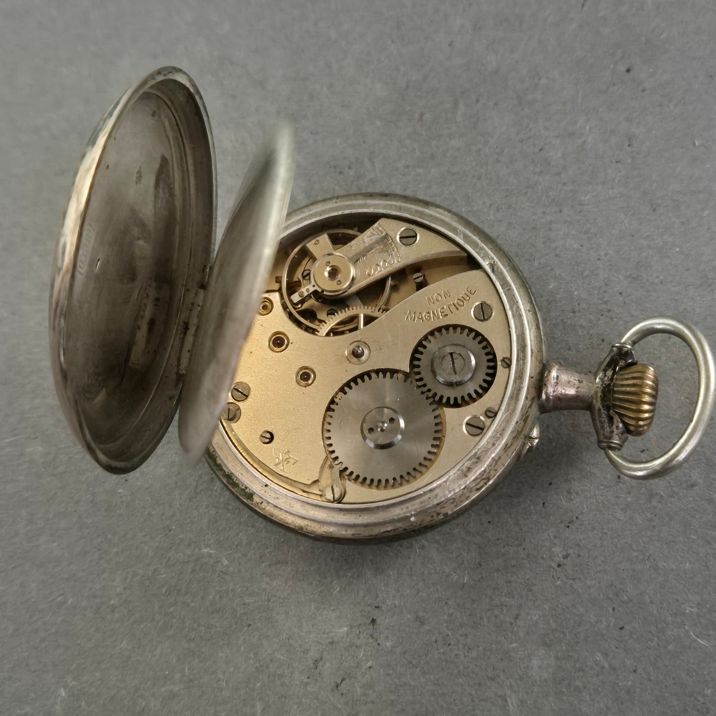 Antike Silber-Taschenuhr mit Ankerwerk – 800er Silbergehäuse