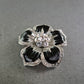 Brosche in Blütenform mit Strass und schwarzer Emaille – Glamourös