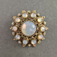 Opalähnliche Vintage-Brosche – Antikgold mit Glascabochons