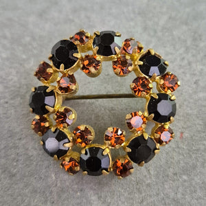 Vintage Strassbrosche im Kreisdesign – Eleganter Retro-Schmuck