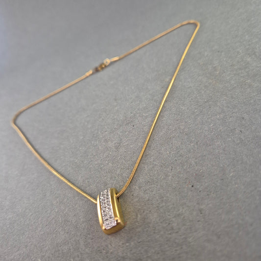 Elegante Vintage-Kette mit Zirkonia-Anhänger – Goldoptik & Glanz