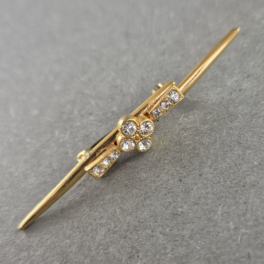 Elegante Vintage-Brosche mit Strass – Goldfarbener Blütenglanz