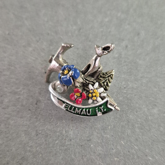 Vintage Anstecknadel Elmau – Alpenstil mit floralen Details