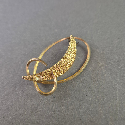 Vintage Damenbrosche in Goldoptik – Strukturierter Look im Retro-Stil