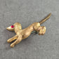 Vintage Anstecknadel „Windhund“ – Goldoptik mit rotem Strassauge